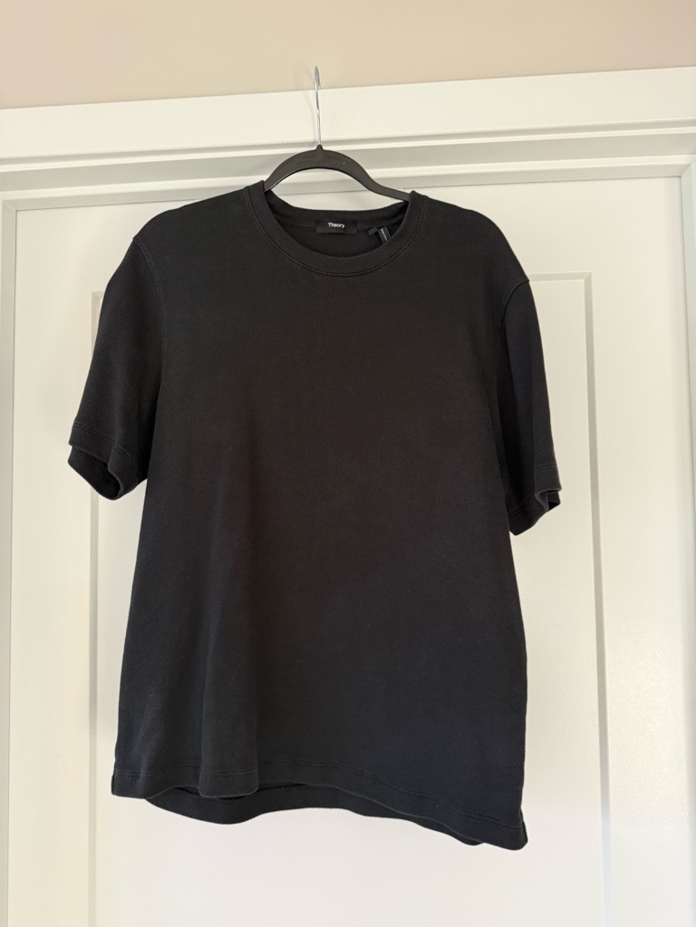 Theory Men's Black Short-Sleeve Textured Crew Tee